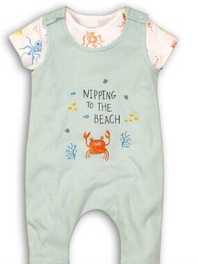 NWT Minoti Baby Boy Beach Romper Set 3-6 Months “Nipping to the Beach” Summer